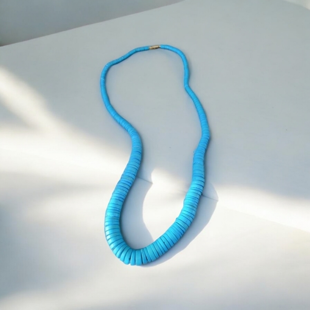 Blue Wooden Bead Necklace
